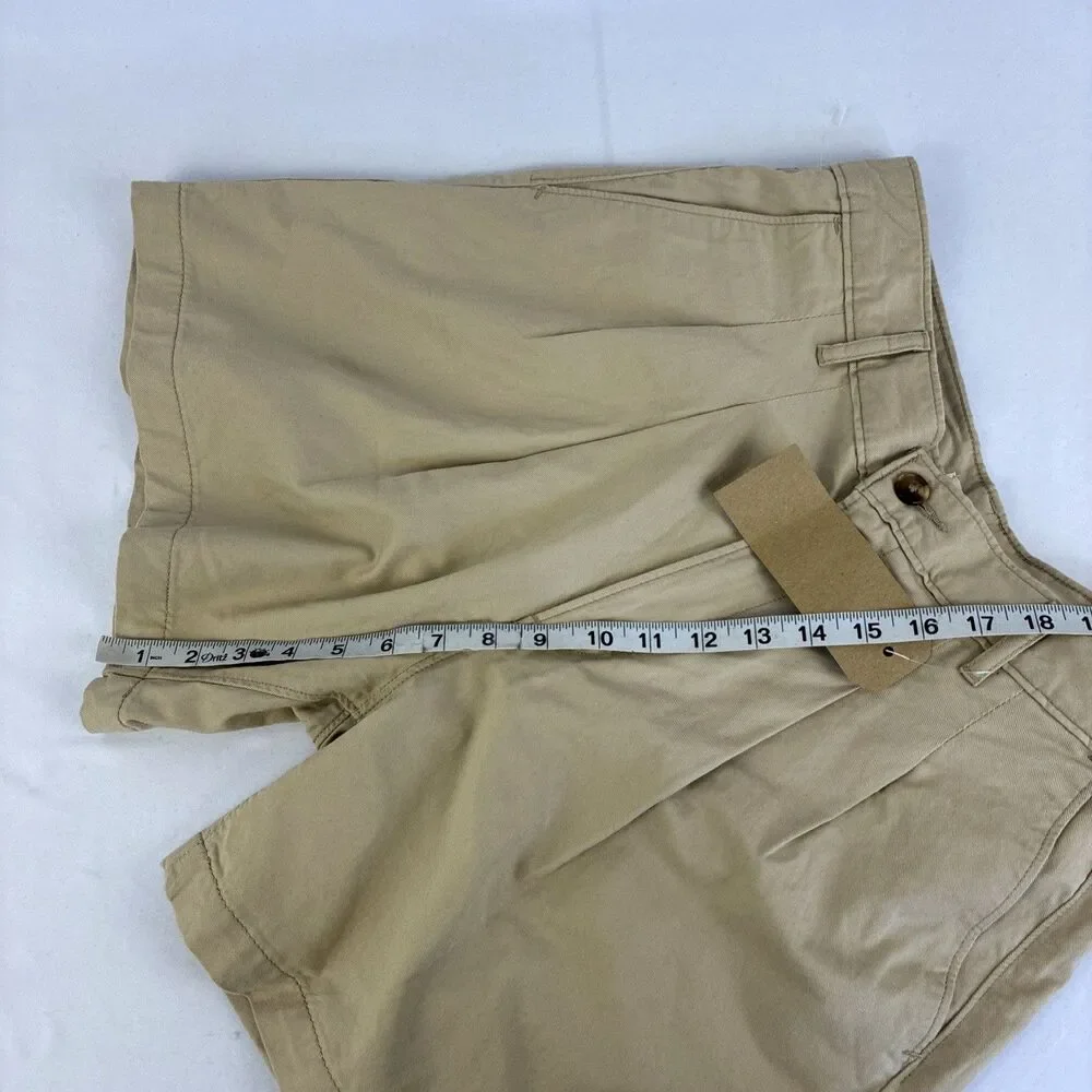 Levi's Premium Pleated Trouser Shorts Size 28 Khaki Tan High Rise‎ NWT Irregular